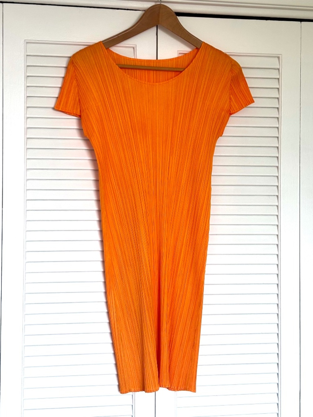 Pleats Please Issey Miyake Mini Designer Tangerine Dream Dress